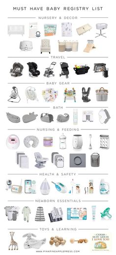 the baby products list is shown in this graphic style, and contains all kinds of items