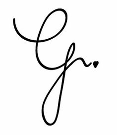 the letter f is written in cursive handwriting with a heart on it's side