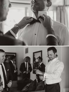 black and white photos of men getting ready for their wedding