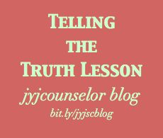 the title for telling the truth lesson, which is written in white on a red background