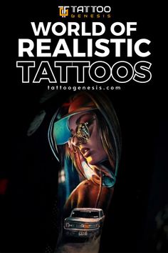 Here is a person with tattoos on their arm with the words world of realistic tattoos Gaming Tattoo, Skull Wallpaper, Custom Tattoo, Explore The World