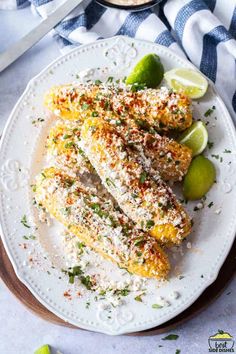 grilled corn on the cob with limes and parmesan cheese