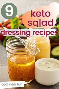 keto salad dressing recipe in a jar with the title overlay