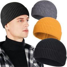 PRICES MAY VARY. 【Fashionista’s Choice】- Mini plain rolled up edge Knitted skullcap is the most fashionable hat now. The fisherman hat adds comfort and style to any outfit. 【Short Style Above Ears】- Width 8.3 inch(21cm) / Height 6.5 inch(16.5cm) Stretchable Fits Head Circumference 21~23 inch(53~58cm). Upgraded size delivers more cozy. 【Premium Seamless Handmade】- This sailor beenie is finished by hand. Make the crown smoother and more elasticity. Seamless design make it looks expensive. 【Perfect Skater Beanie, Fishers Hat, Patagonia Beanie, Small Beanie, Beanies For Men, Summer Beanie, Clothing Reference, Outfit Short, White Beanies