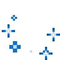 an image of some blue crosses on a white background in pixel art style with space for text