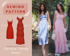 Evening Gown Sewing Pattern, Formal Dress Pattern, Maxi Dress Sewing Pattern, Prom Dress Pattern, Formal Dress Patterns, Sewing Projects Clothes, Diy Vetement, Making Clothes, Couture Mode