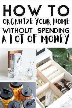 an organized home with lots of money and items in the bins, including jars