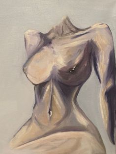 a painting of a woman's torso in pastel