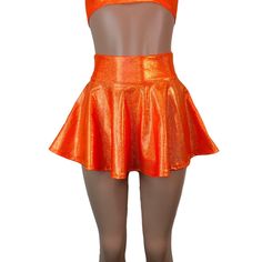 Cheap Orange Mini Skort, Fitted Retro Orange Mini Skirt, Orange Mini Skirt Bottoms With Pockets, Orange Skirt Outfit, Fitted High-waist Orange Mini Skirt, Orange Mini Skirt With Pockets, Rave Skirt, Orange Sparkle, Shimmery Fabric