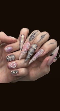 Pet Portrait Tattoos, Tattoo Cover Ups, Metallic Nails Design, Portrait Tattoos, Color For Nails, Ongles Nails, Different Artists, Korean Nails