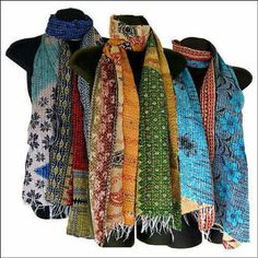 Great Shopping 10 Pc Wholesale Lot Vintage Kantha Cotton Allover Scarf Shawls Reversible Stole, Women's Accessories Indian Scarf, Kantha Silk, Bohemian Scarves, Silk Scarf Wrap, Kantha Embroidery, Handmade Scarf, Rag Rugs, Boho Scarfs, Reversible Scarf