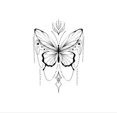 a black and white drawing of a butterfly