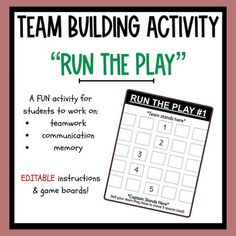 a fun activity for kids to play run the play on team building and game boards