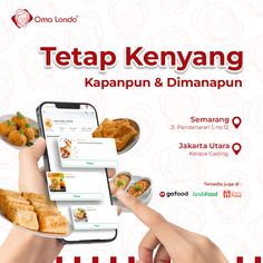 an advertisement for tetap kenyanng with two hands holding food on plates