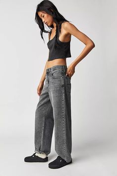 Levi's Baggy Dad Jeans | Free People Baggy Jeans And Birkenstocks, Levis Dad Jeans, Womens Levis, Slouchy Jeans, Jeans Outfit Women, Dad Jeans, Free People Jeans, School Fits, Levi Shorts