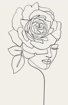 a black and white drawing of a rose