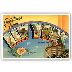 a postcard with the word greetings from new york