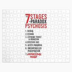 a puzzle piece with the seven stages of paradox psychsiss on it