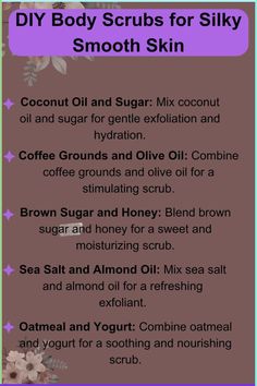 Elevate your body care routine with our DIY Body Scrubs for Silky Smooth Skin! Discover essential body scrub tips and products for achieving glowing, radiant skin. From body care routines to smooth skin treatments, explore the best techniques for exfoliating and rejuvenating your skin naturally. Say goodbye to rough patches and hello to silky-smooth skin with our DIY scrub skincare recipes. Elevate your self-care routine and indulge in the luxury of homemade body scrubs for a spa-like experience at home! #bodyscrub #skincare #smoothskin #diy #bodyskincare Body Scrub Recipe For Business, Home Made Scrubs Face Exfoliate, Homemade Exfoliating Scrub Body Easy Diy, Homemade Body Scrub Exfoliate Recipe, Homemade Body Scrub Exfoliate, African Body Care Routine, Exfoliating Body Scrub Diy, Homemade Exfoliating Scrub, Exfoliating Scrub Diy