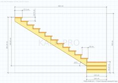 a drawing of a stair case with measurements