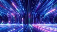 an abstract background with blue and pink lights in the dark, creating a tunnel like pattern