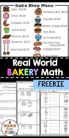 the real world bakery math worksheet for students to learn how to bake