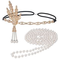 PRICES MAY VARY. ◆1920S Accessories for Women: Package includes 1 PC 20s flapper headband, 1 PC pearl necklace. Embrace the essence of gatsby with our essential 2 piece set - Quality Over Quantity. ◆Gatsby Headpiece for Women: 1920s style crystal flapper headband has a simple, sweet and elegant design. The vintage headband with rhinestones and alloy, and the elastic band that allows for easy adjustment. The stretch of the flapper headpiece is suitable for most women, perfect to add glamour and s Roaring 20s Costumes, Great Gatsby Accessories, Women 1920s, Gatsby Accessories, 1920s Accessories, Flapper Accessories, Gatsby Jewelry, 1920s Great Gatsby, Gatsby Headpiece