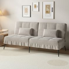 a living room scene with focus on the sofa