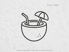 a cup with two umbrellas in it and the words leave a review and get a free bundle