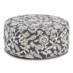 a black and white floral print ottoman