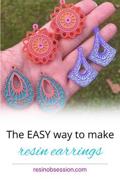 the easy way to make resin earrings is with this free pattern and instructions for making them