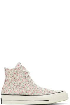 Cute Converse High Tops, Flower Converse, Summer Converse, Floral Converse, Pink Chucks, Cute Outfits With Jeans