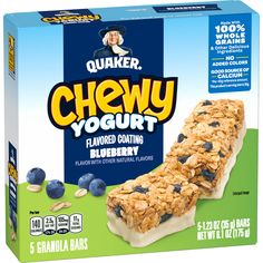 a box of chewy yogurt flavored granola with blueberries and almonds