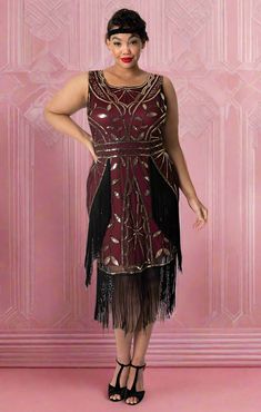 Unique Vintage Plus Size Burgundy & Gold Beaded Ambroise Flapper DressImportedPolyesterSide Zipper, LinedLength Includes FringeMaterial Has Little Stretch Vintage Plus Size, Burgundy And Gold, Burgundy Dress, Gold Beads, Unique Vintage, Plus Size, Boutique, Zipper, Gold