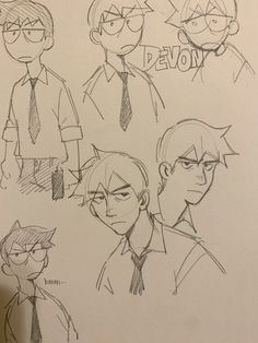 some sketches of people in suits and ties