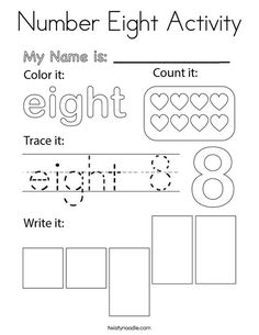 the number eight worksheet for kids to practice numbers and write them in their handwriting