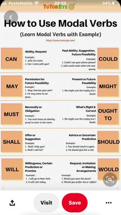 an iphone screen showing how to use modal verbs