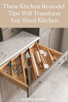 an organized kitchen drawer with utensils in it