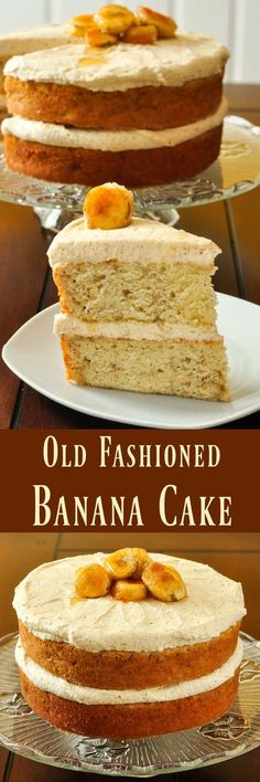 an old fashioned banana cake on a plate