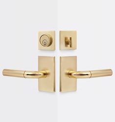 an image of a golden door handle set