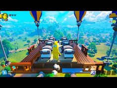 an image of a video game scene with cars and hot air balloons in the background