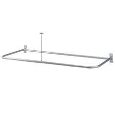 a metal shelf with two hooks on it