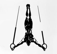 a man doing a handstand on two skis in the air with poles attached to his back