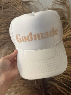 White trucker hat with velvet like wording Jesus Trucker Hat, Cafe Merch, Christian Items, Christian Boutique, Jesus Merch, Church Merch, Praises To God, White Trucker Hat