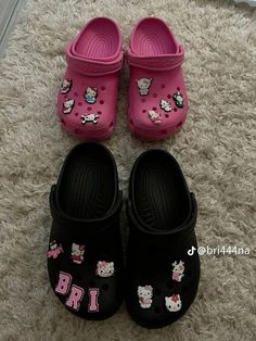 Black Crocs With Hello Kitty Charms, Black Crocs