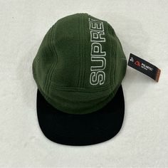 Authentic Supreme Spell Out Polartec Dark Green Fleece Camp Hat Cap Men’s S/M. Brand New With Tags Never Worn In Excellent Condition, The Brim Is Not Perfectly Straight But You Can Adjust How You Like Upon Purchase. Authentic Supreme Dark Green Spell Out Fleece Camp Hat Cap. Adult Men’s Size Small/ Medium. Made In The Usa! Embroidered Stitched On Lettering. Hard Color To Find In This Hat. Limited Style Hat Please See All Pictures For Details Welding Hats, Camp Hat, Modern Hat, Supreme Accessories, Supreme Box Logo, Green Accessories, Beanie Style, Designer Streetwear, Cap Mens