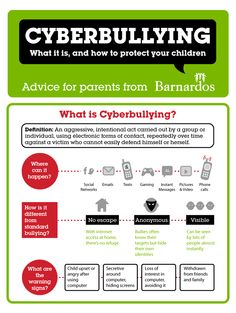 the dangers of cyberbullying info sheet for children and adults to use in their home