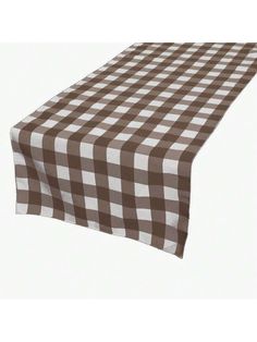 a brown and white checkered table cloth