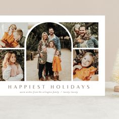 a christmas card with four photos and the words happlest holidays