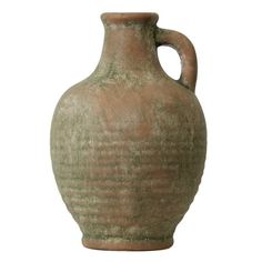 a brown vase sitting on top of a white background